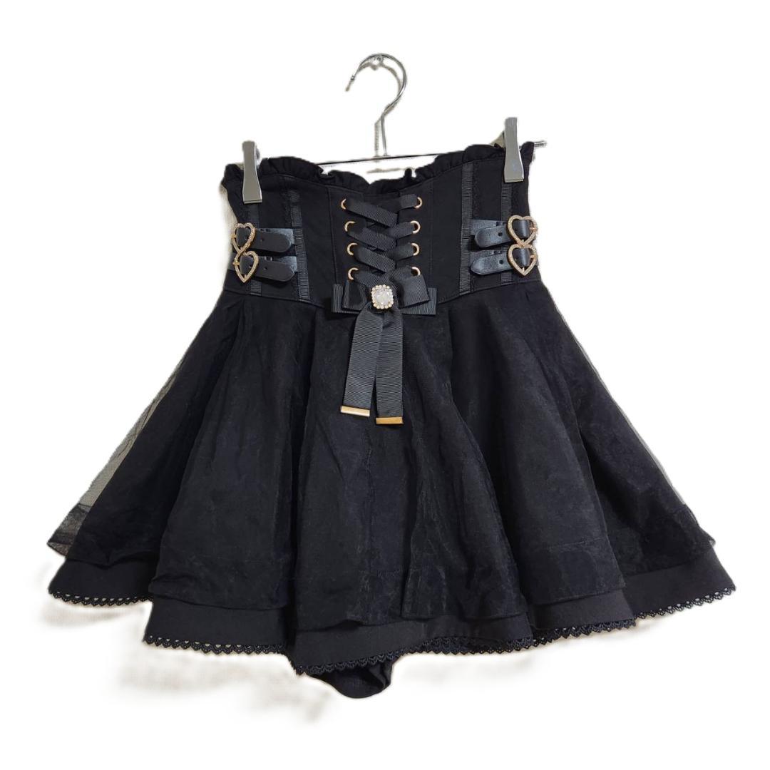 LIZLISA レースアップコルセットライクスカパン ブラック フリーサイズ