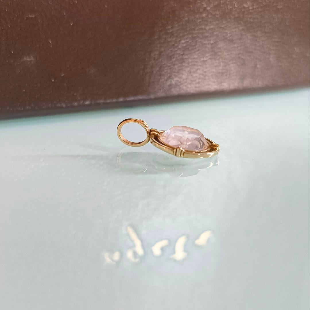 ②　チャーム　agete　K10 ゴールド　限定　ローズクォーツ　鳥　ネックレス