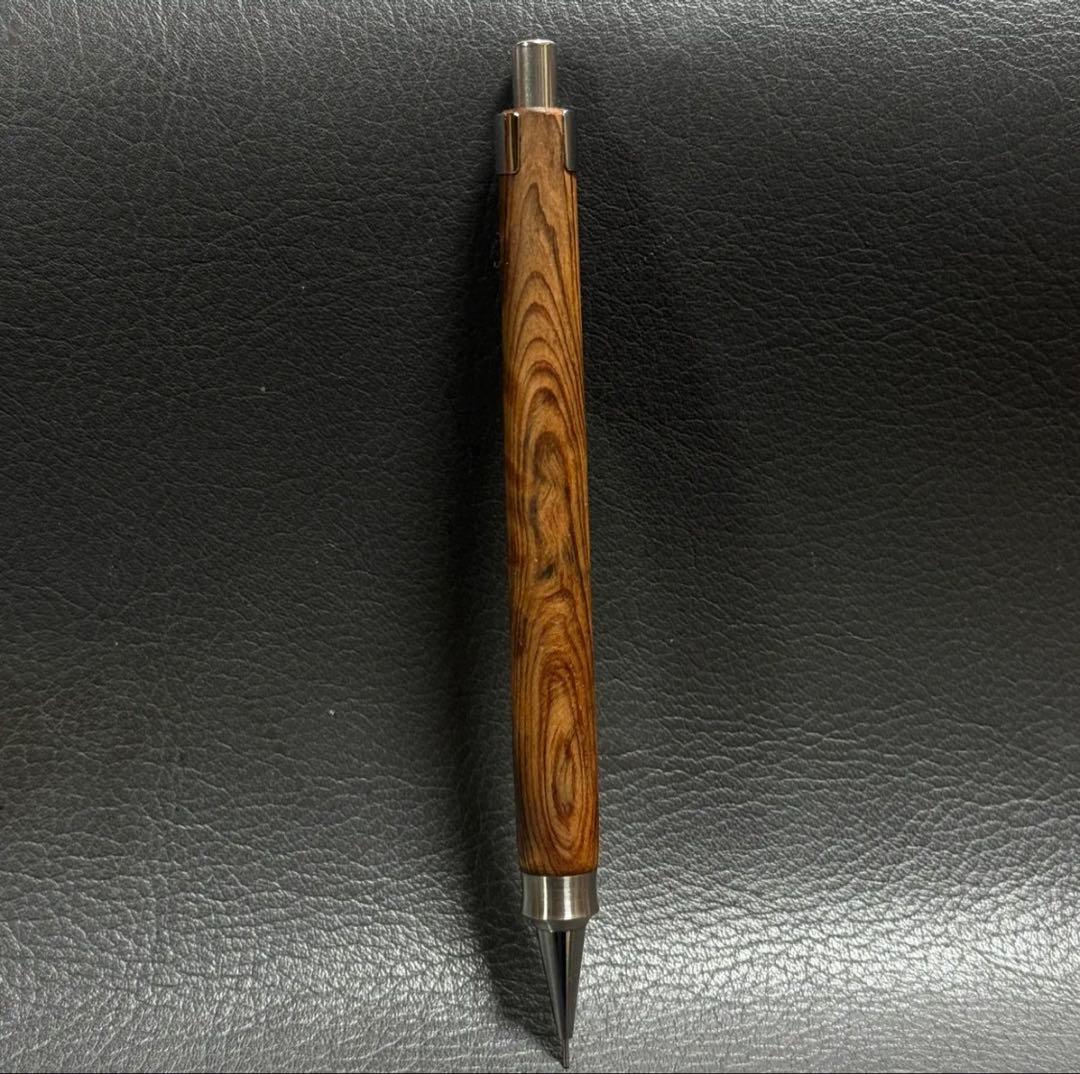 ナナシ588屋久杉油木トラ杢　木製シャーペン　強低重心ダブルR ステンレス