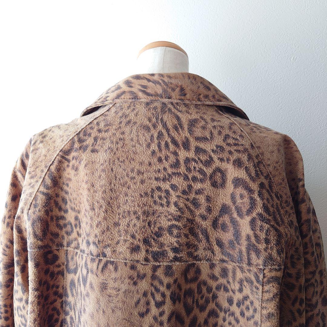 海外ビンテージ ヒョウ柄 本革レザーコート カナダ製 大きいサイズ レオパード