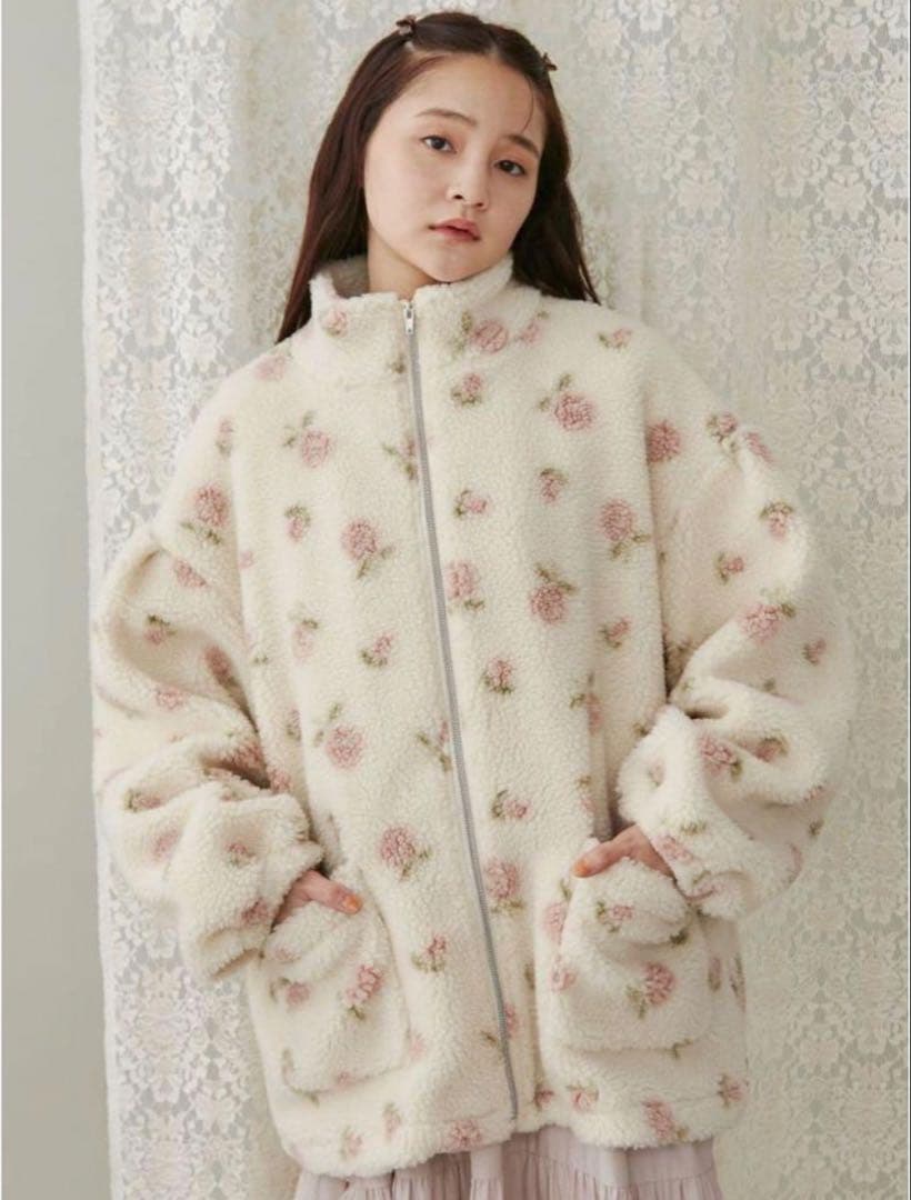 merry jenny メリージェニー flower ボアブルゾン アウター