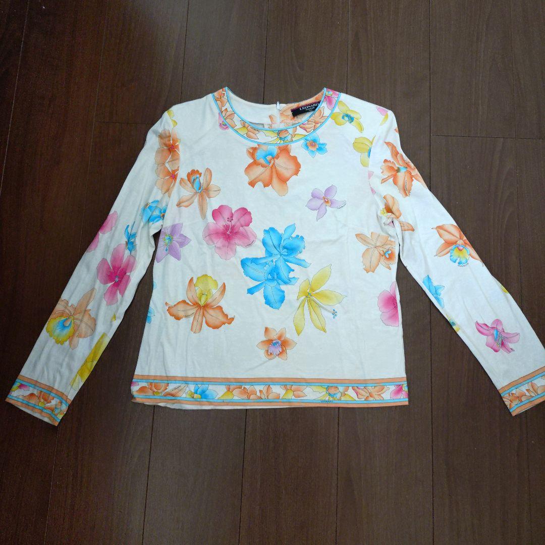 LEONARD 花柄 長袖 Tシャツ Lサイズ後ろファスナー