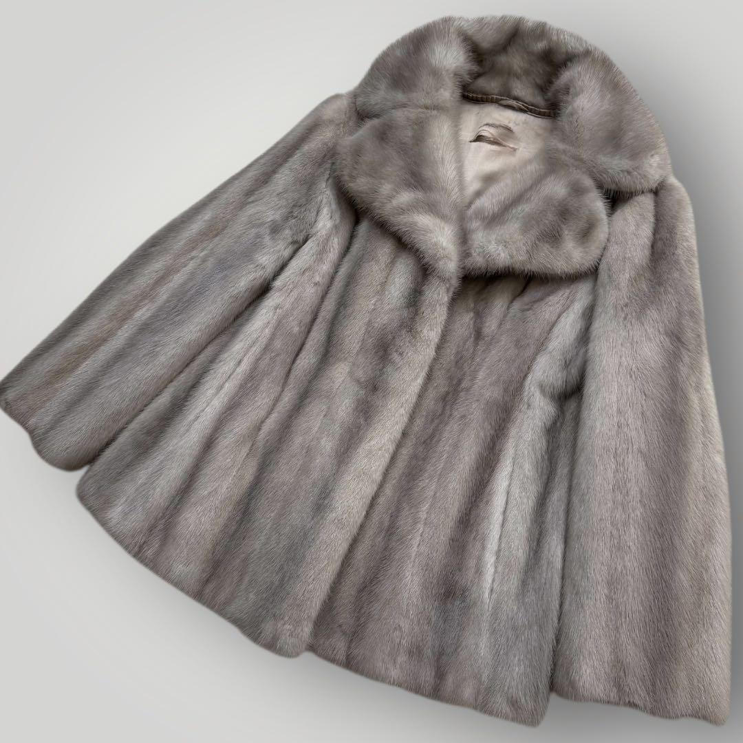 本毛皮☆サファイアミンク MINK ファーコート なめし柔らか◎ Lサイズ相当