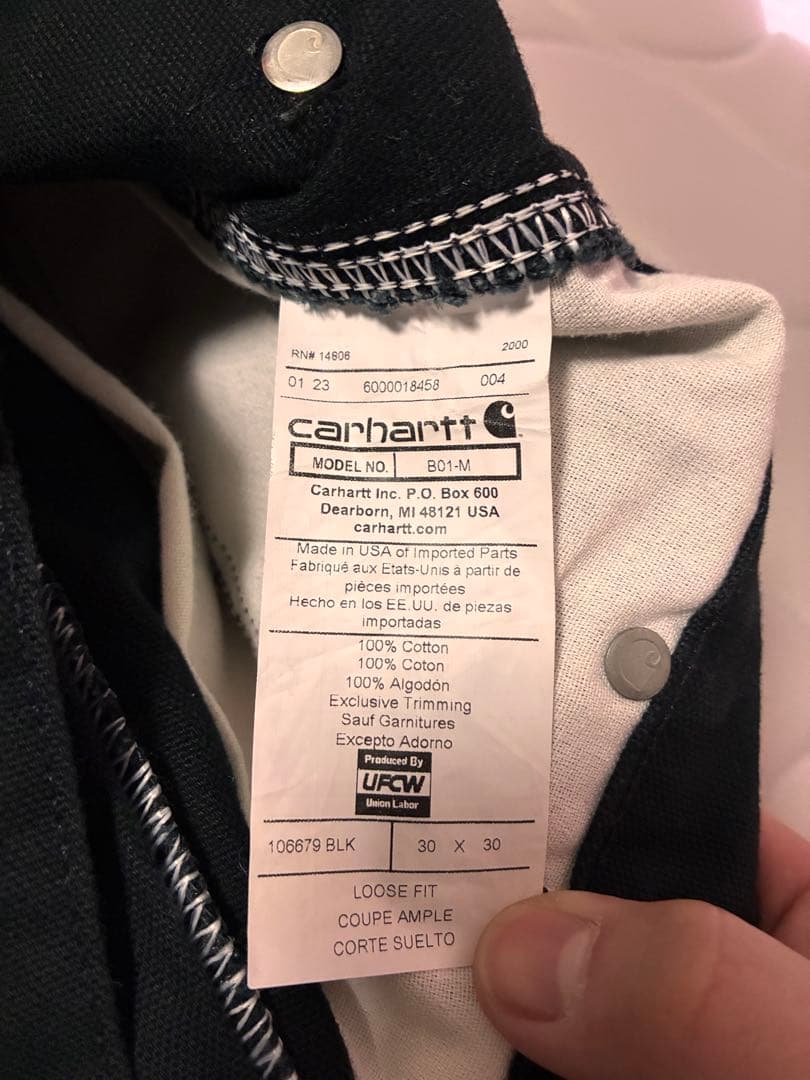 【美品】Carhartt カーハート ダブルニー 30 x 30 ブラック