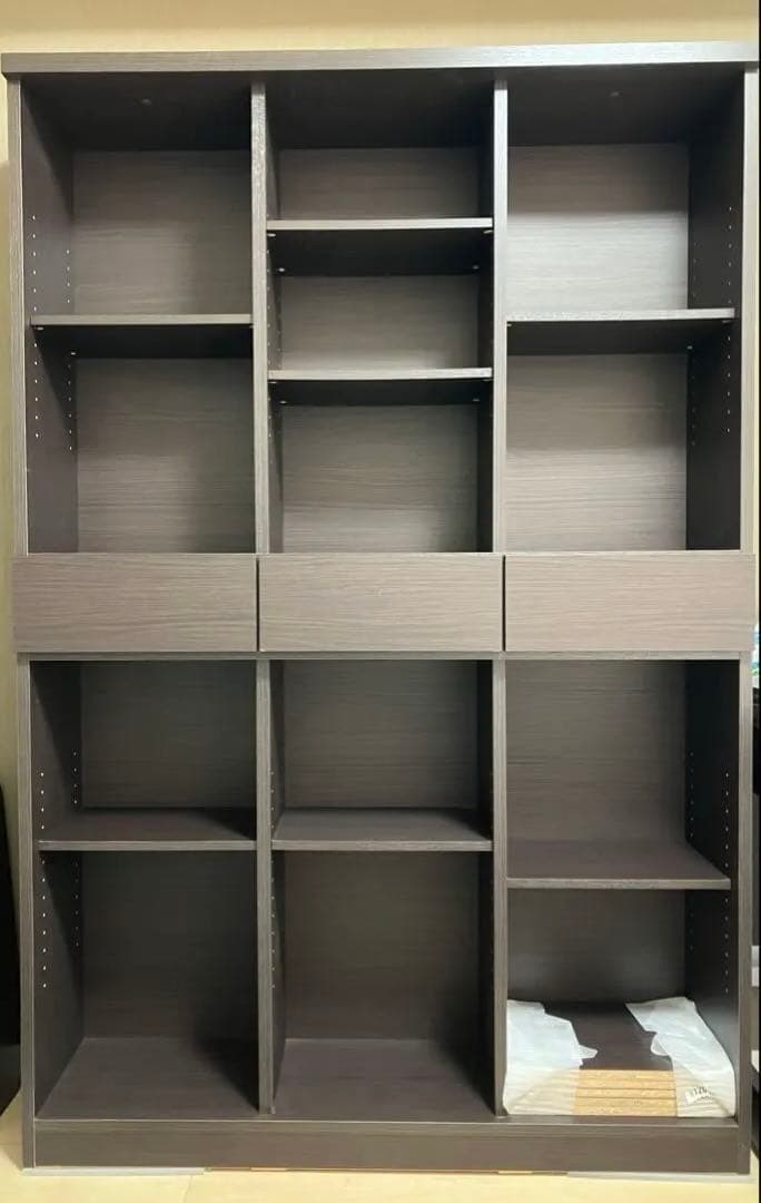 ニトリ オープン本棚 ダークブラウン 引出し付 (2月上旬まで出品)(送料込み)