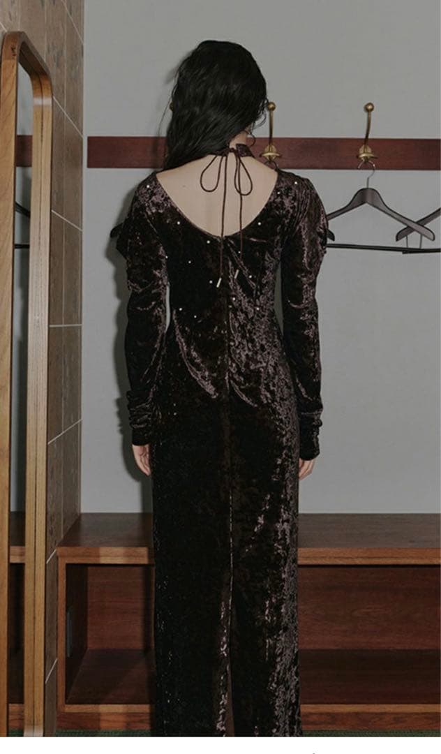 pearl glow velour dress チョーカー付　即日発送！