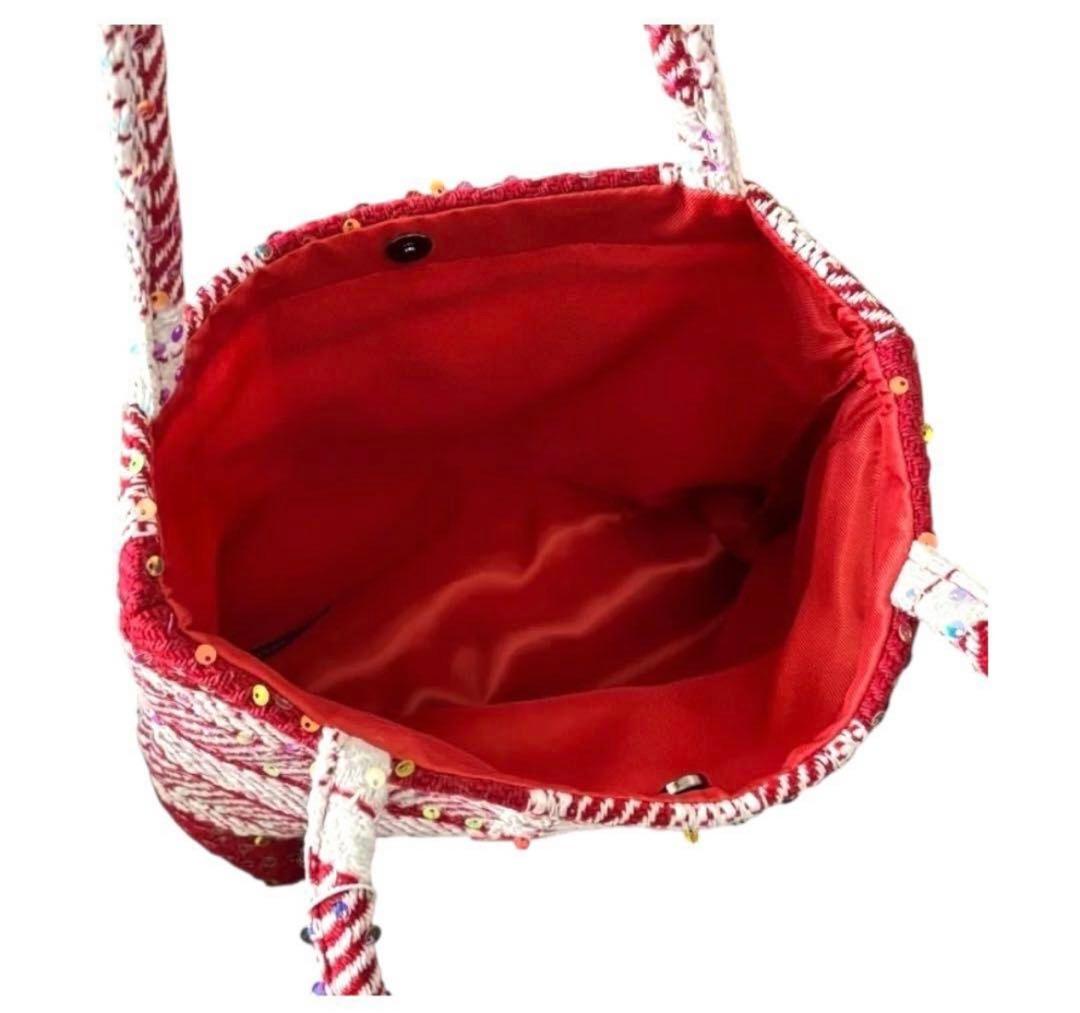ラスト1点のみ　シャネル CHANEL 赤　新品　スパンコール トートバッグ