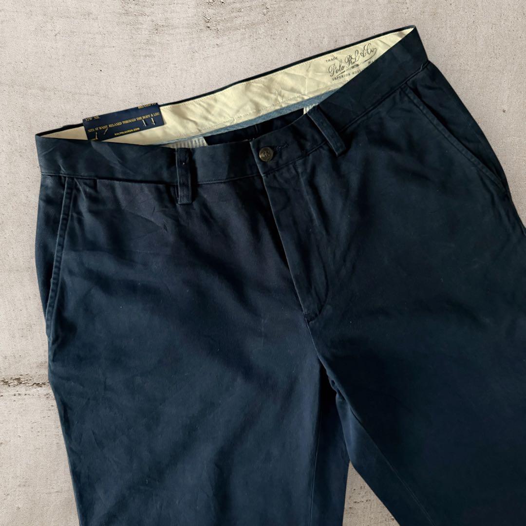 希少デッドストックPoloRalphLaurenラルフローレンチノパンW32濃紺