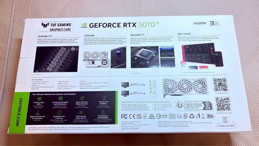 【希少白】ASUS TUF Gaming GeForce RTX5070Ti W