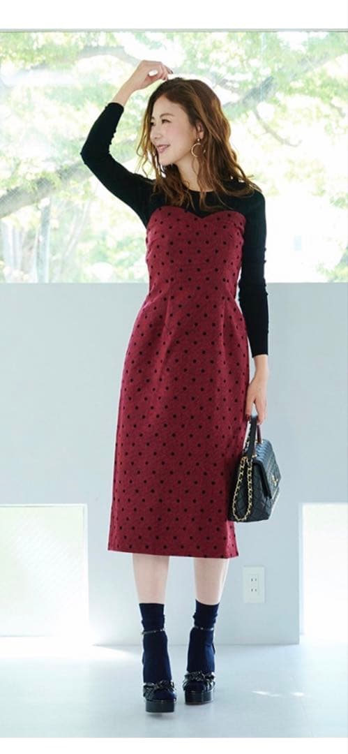 新品 オブリ obli ドットビスチェワンピース OBLI