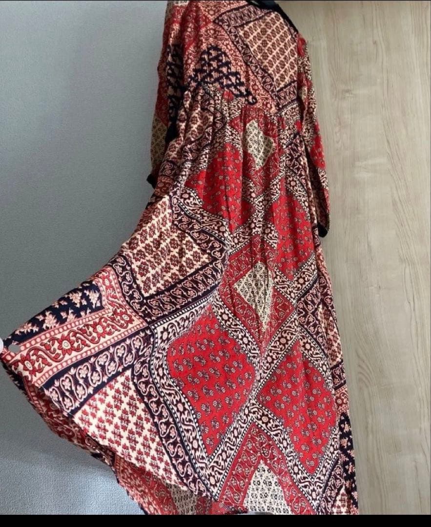 2/15迄早割TS中Sara mallika インド綿 バンダナ柄 ワンピース