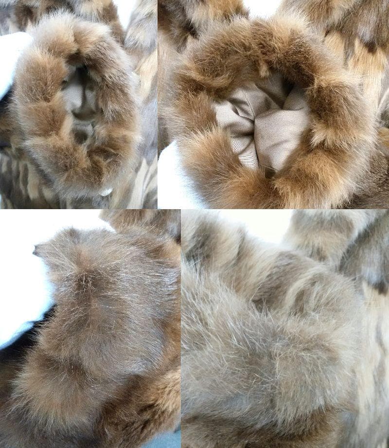 ロシアンリス　毛皮　リバーシブル　シルク　フード付き　ロングコート