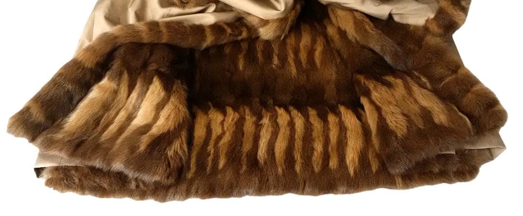 ロシアンリス　毛皮　リバーシブル　シルク　フード付き　ロングコート