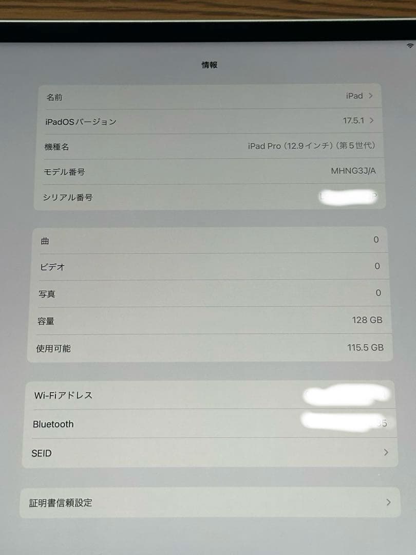 【極美品】Apple iPad 12.9インチ シルバー 本体 第5世代