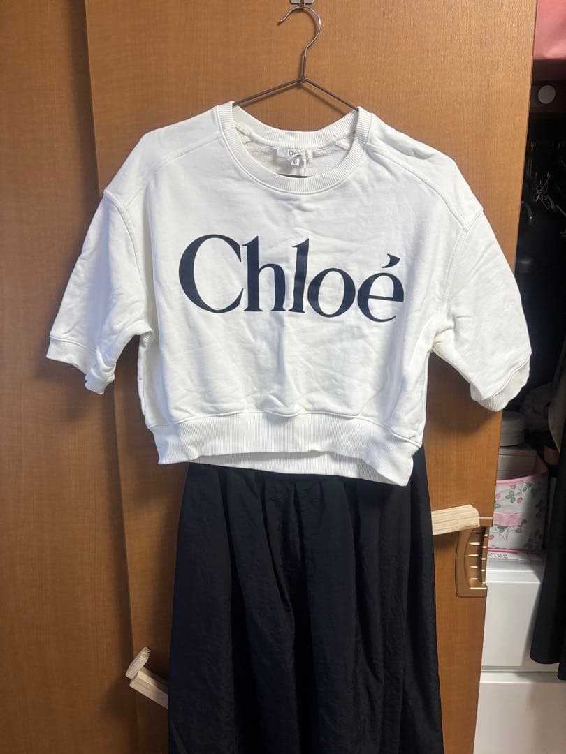 Chloé ホワイト ロゴ Tシャツ トレーナー　半袖トレーナー