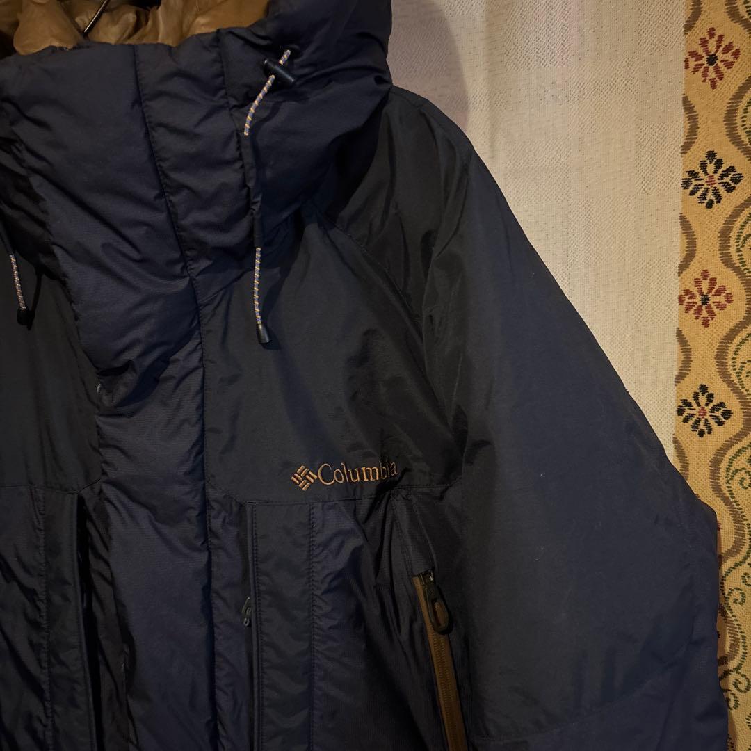 【美品】 Columbia コロンビア フードダウン メンズL ネイビー