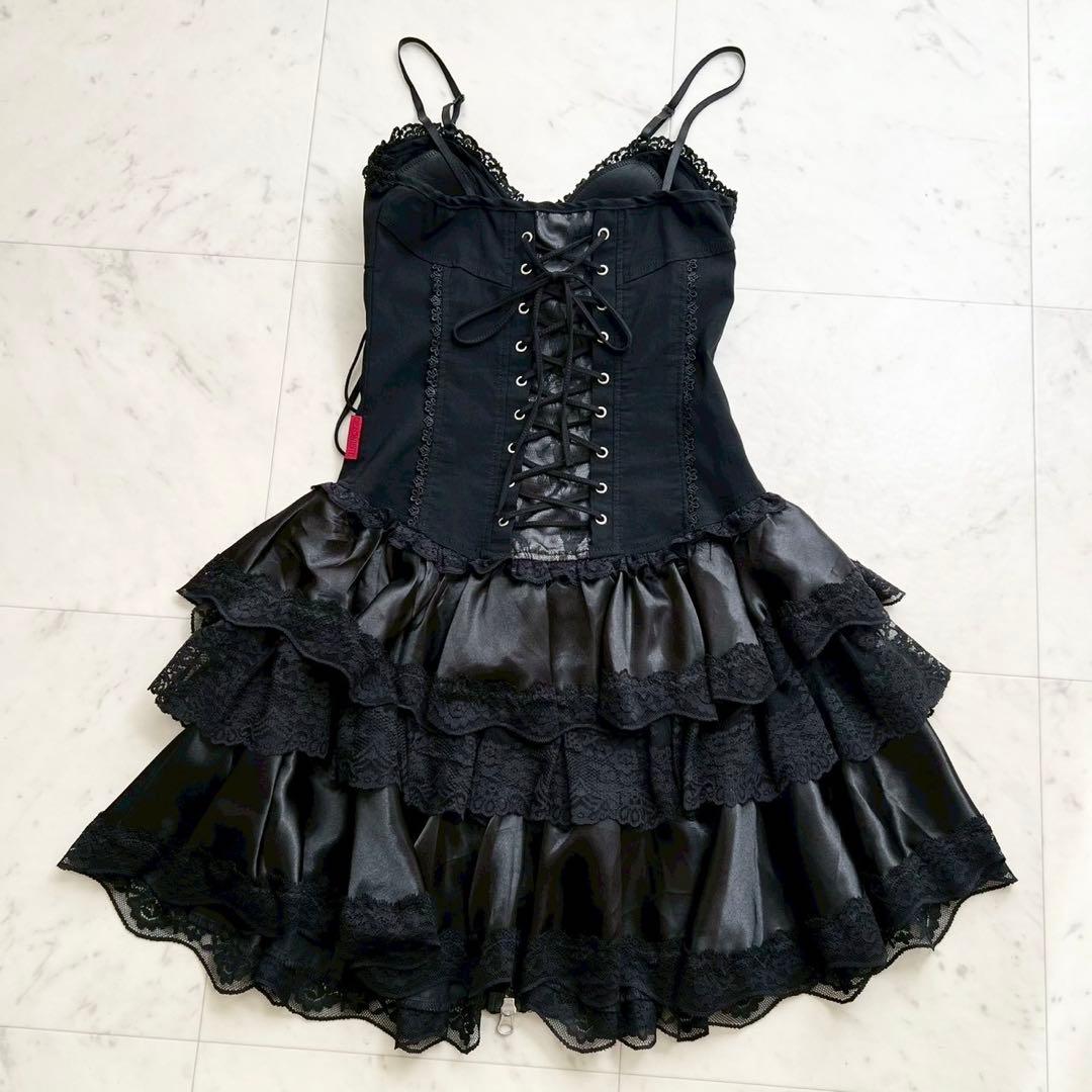 OZZ ONESTE レースアップ コルセットワンピース 薔薇刺繍 フリル