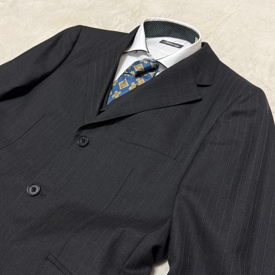 美品　バーバリーブラックレーベル　3ピース L ダークグレー　セットアップスーツ