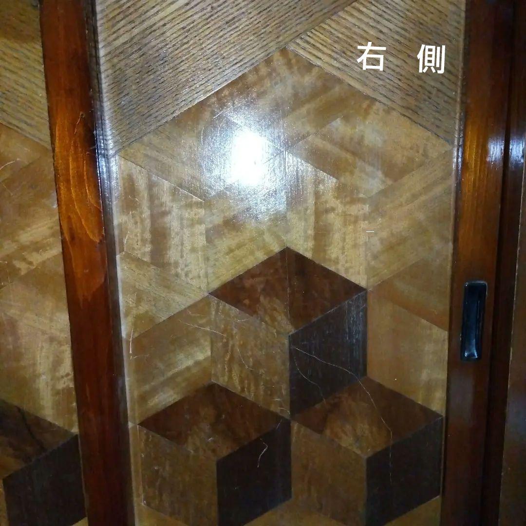 【昭和レトロ】最終値下げ♦ 木製下駄箱 （右端は傘立）✰寄木細工？