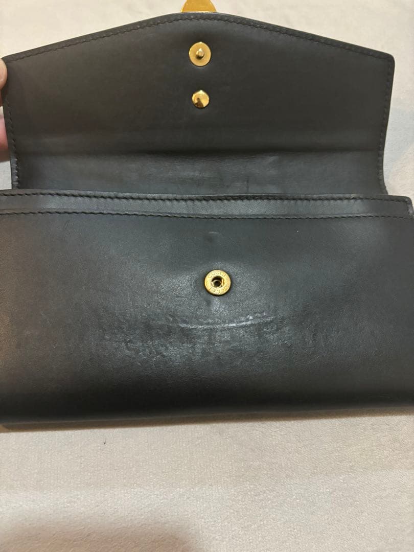 GUCCI グッチ 長財布 シェリーライン ブラック レザー 金具