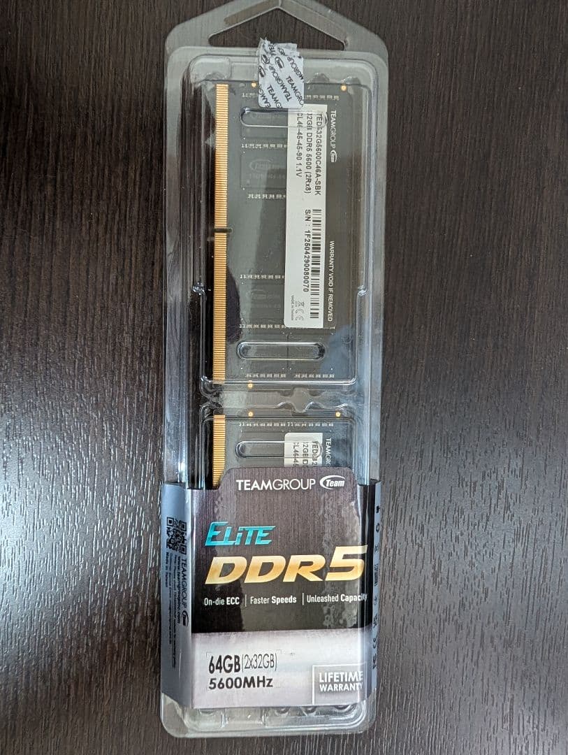 メモリー TEAMGROUP DDR5 64GB (32GBx2) 5600MHz