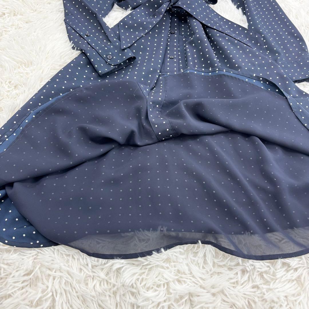極美品　近年モデル　ラルフローレン　シャツワンピース　水玉　リボン　ロング丈
