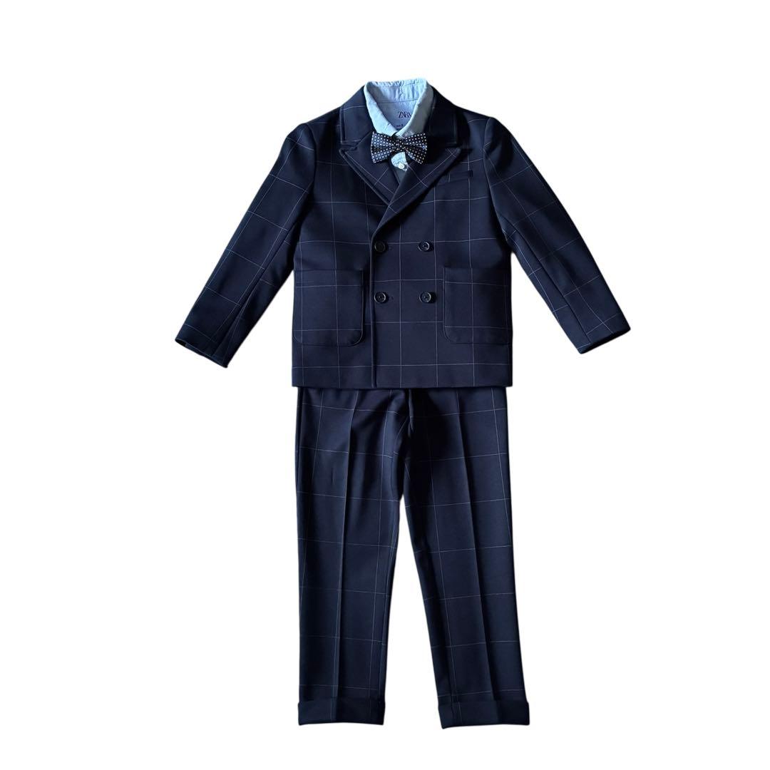 美品 ザラ キッズ 男の子 スーツ フォーマル 4点セット チェック 卒園 入学