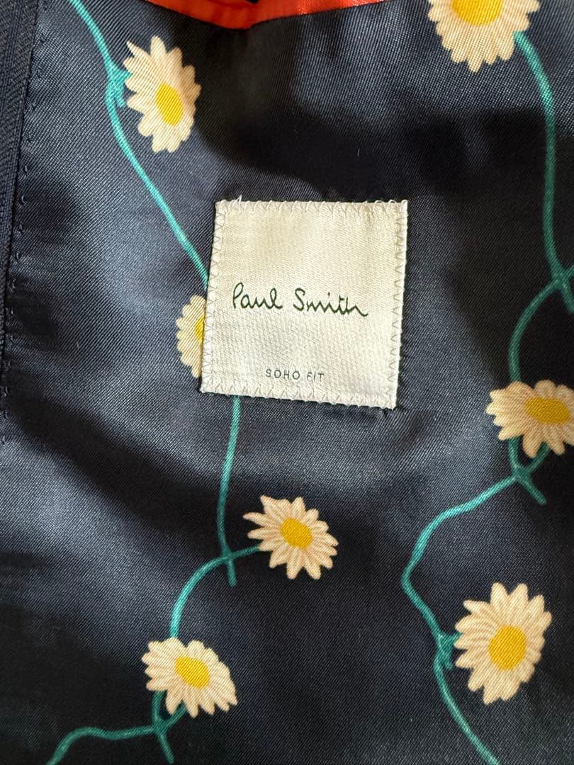 極美品✨ポールスミス 紺 スーツ 花柄裏地 3ピース セットアップ2B 現行 M