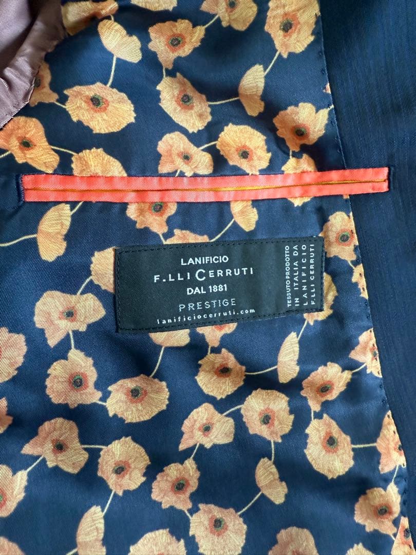 極美品✨ポールスミス 紺 スーツ 花柄裏地 3ピース セットアップ2B 現行 M
