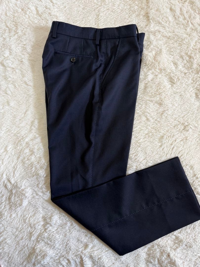 極美品✨ポールスミス 紺 スーツ 花柄裏地 3ピース セットアップ2B 現行 M