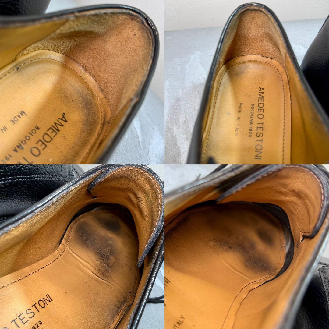 【美品】AMEDEO TESTONI イタリア製 グレインレザー クリーニング済