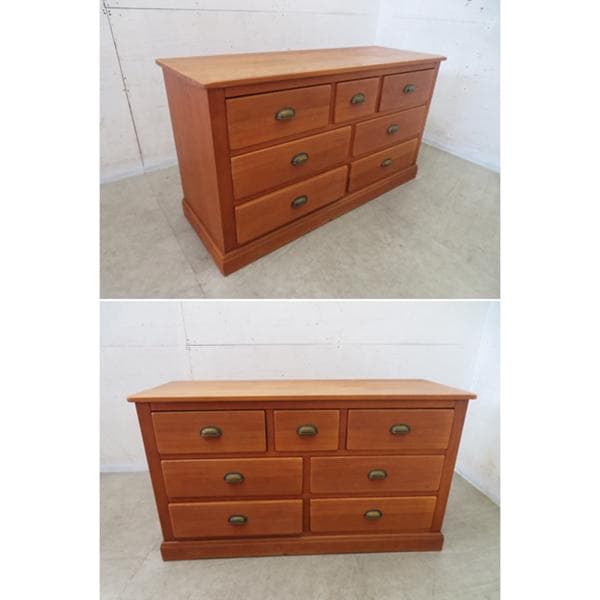 飛騨産業■キツツキ■穂高■ローチェスト■整理箪笥■7杯■ナラ無垢材■カントリー■