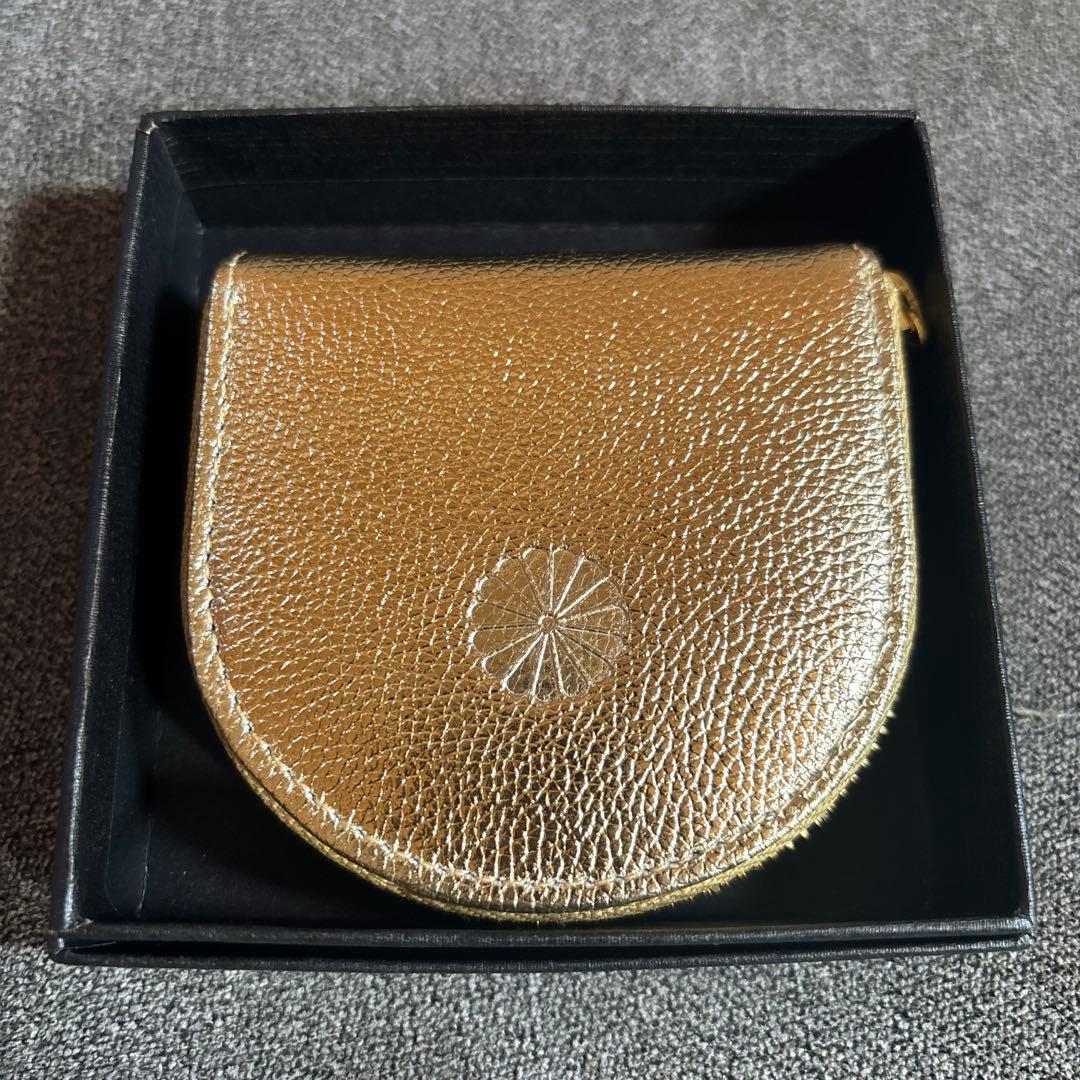 【新品未使用】皇居　財布　ゴールドレザー　ケース 箱入り　金