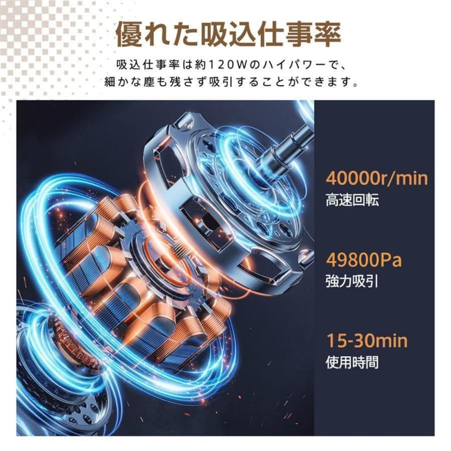 新品未使用液晶ディスプレイ49800Pa コードレス掃除機 本体　ハンディ