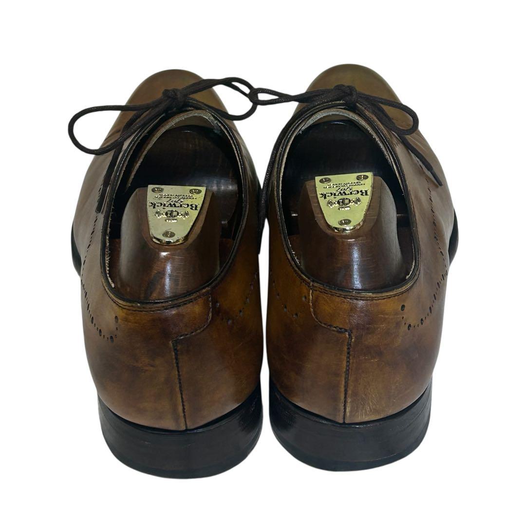 【美品】バーウィック ホールカットシューズ　アンティークブラウン 7.5