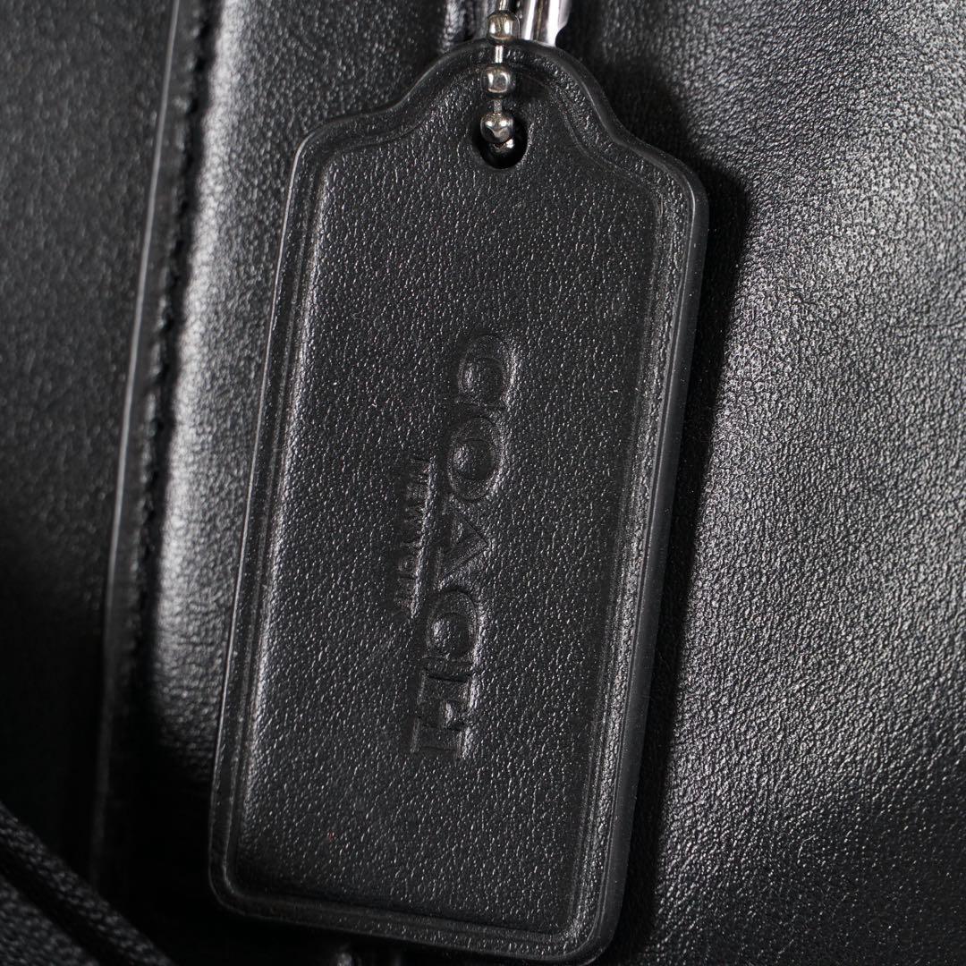 極美品 COACH ボストンバッグ 2way ロゴ型押し チャーム付 レザー 黒