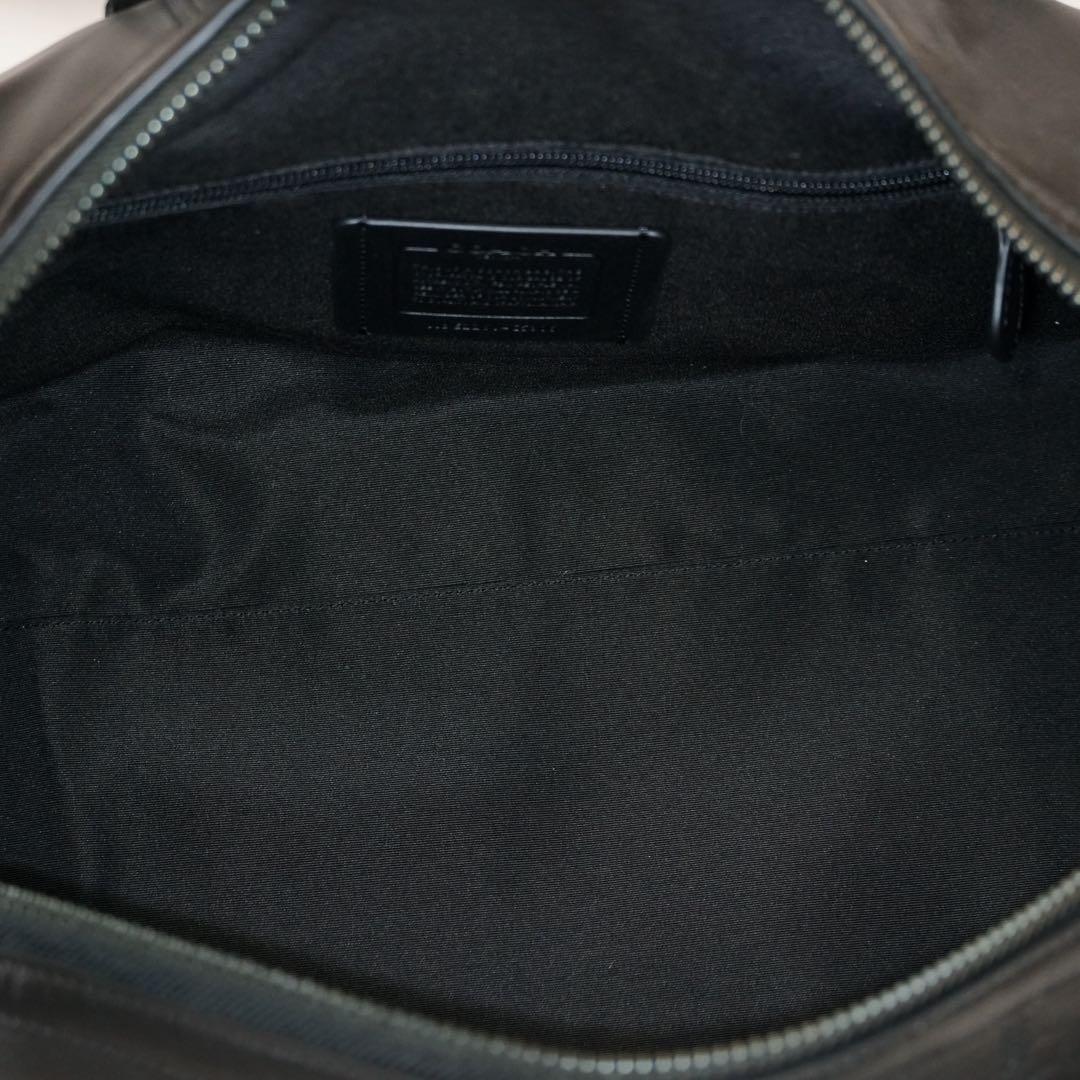 極美品 COACH ボストンバッグ 2way ロゴ型押し チャーム付 レザー 黒