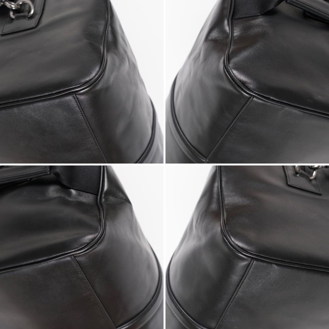 極美品 COACH ボストンバッグ 2way ロゴ型押し チャーム付 レザー 黒