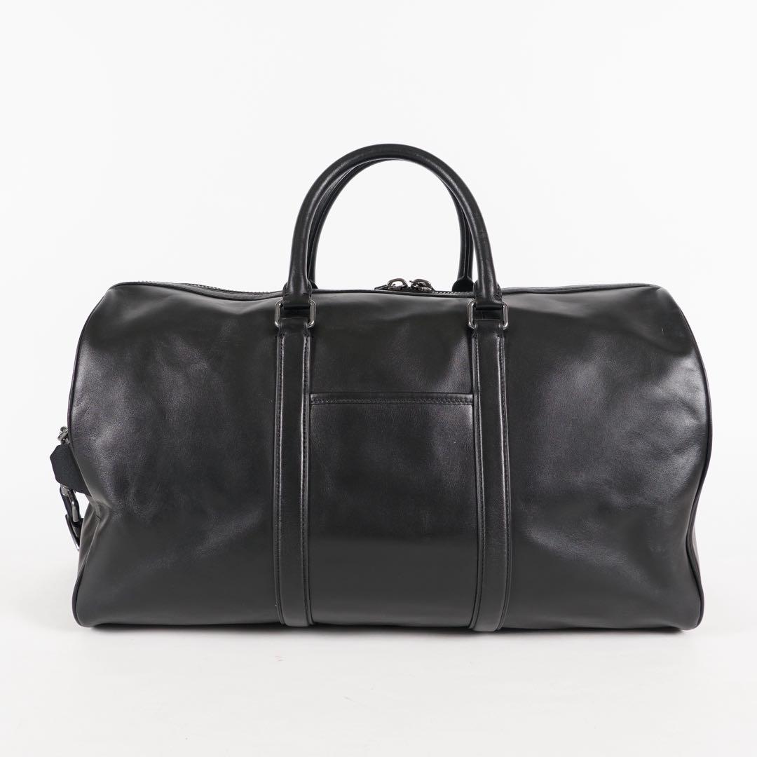 極美品 COACH ボストンバッグ 2way ロゴ型押し チャーム付 レザー 黒