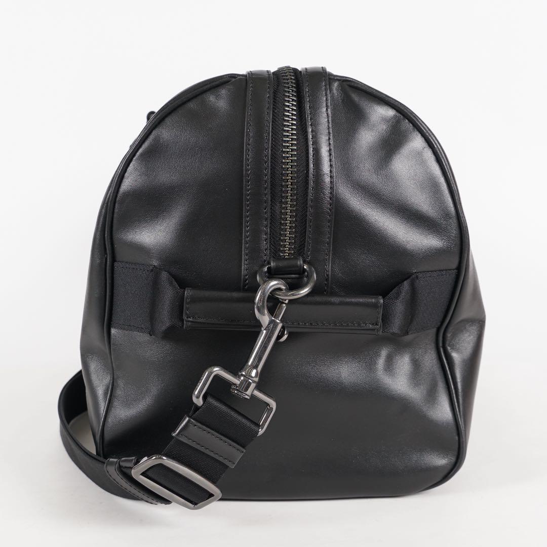 極美品 COACH ボストンバッグ 2way ロゴ型押し チャーム付 レザー 黒