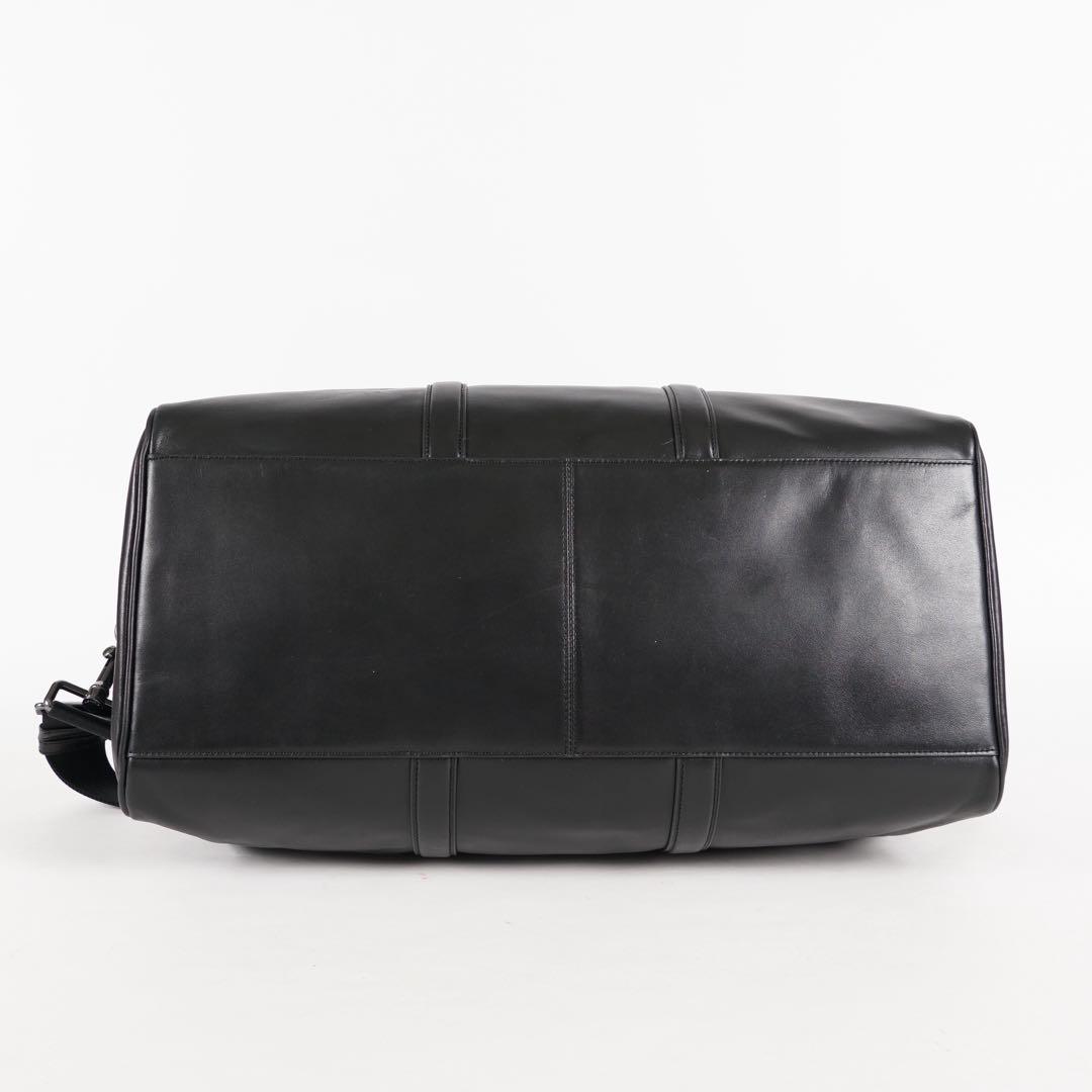 極美品 COACH ボストンバッグ 2way ロゴ型押し チャーム付 レザー 黒