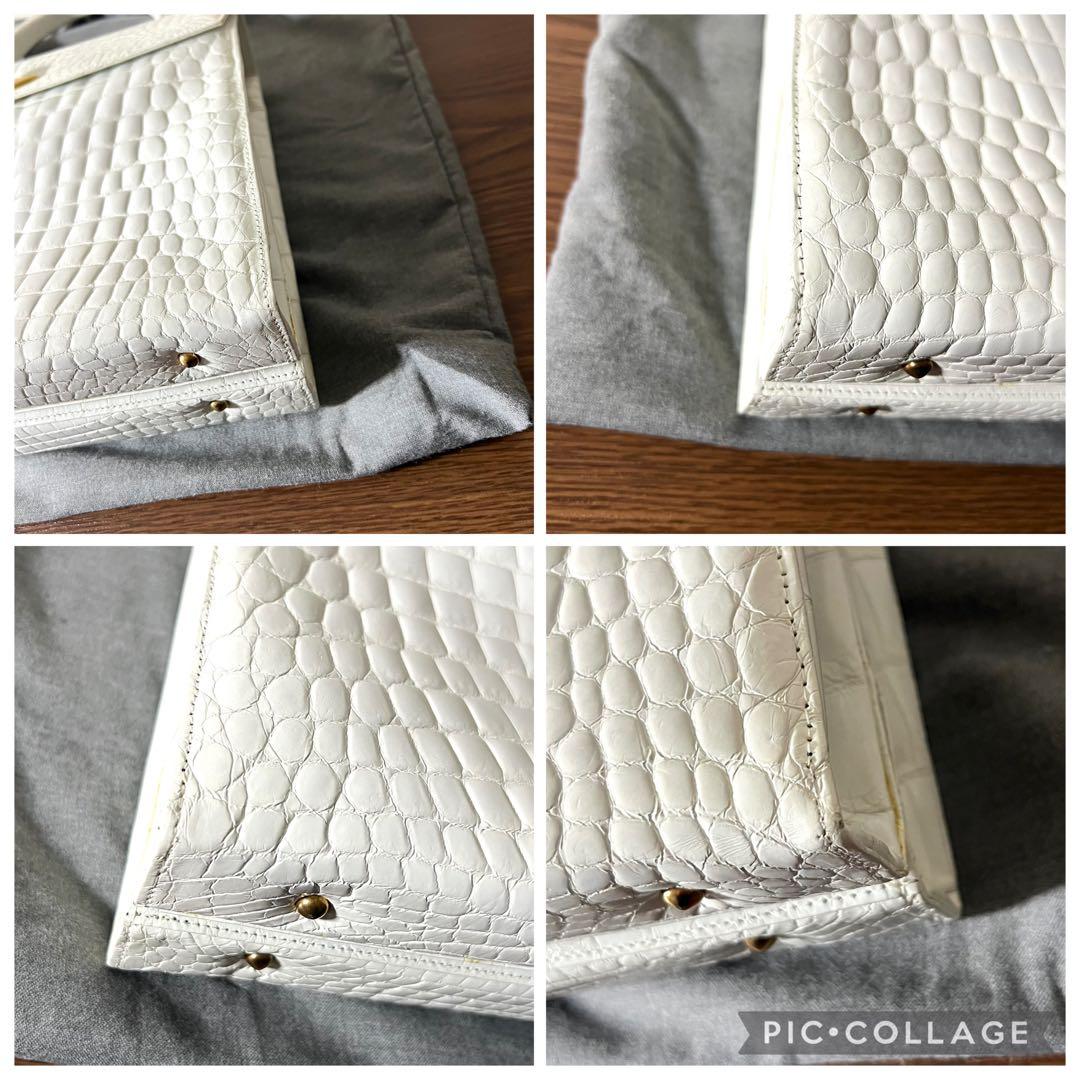 Konigin クーニギン IRV ドイツ クロコダイル ハンドバッグ ホワイト