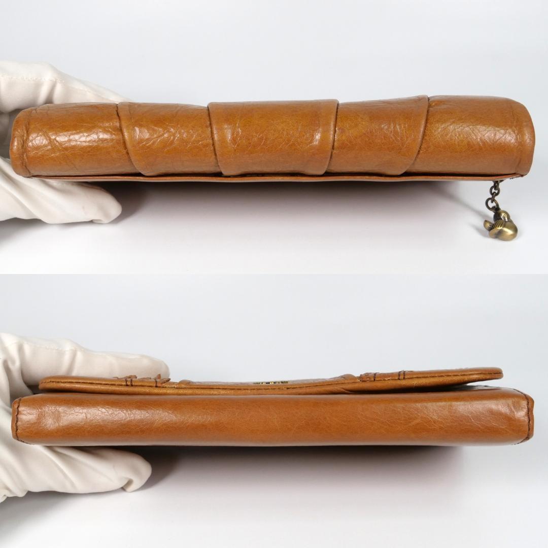 希少美品✨アナスイ 長財布 アンティーク調 鳥・薔薇モチーフ レザー ブラウン