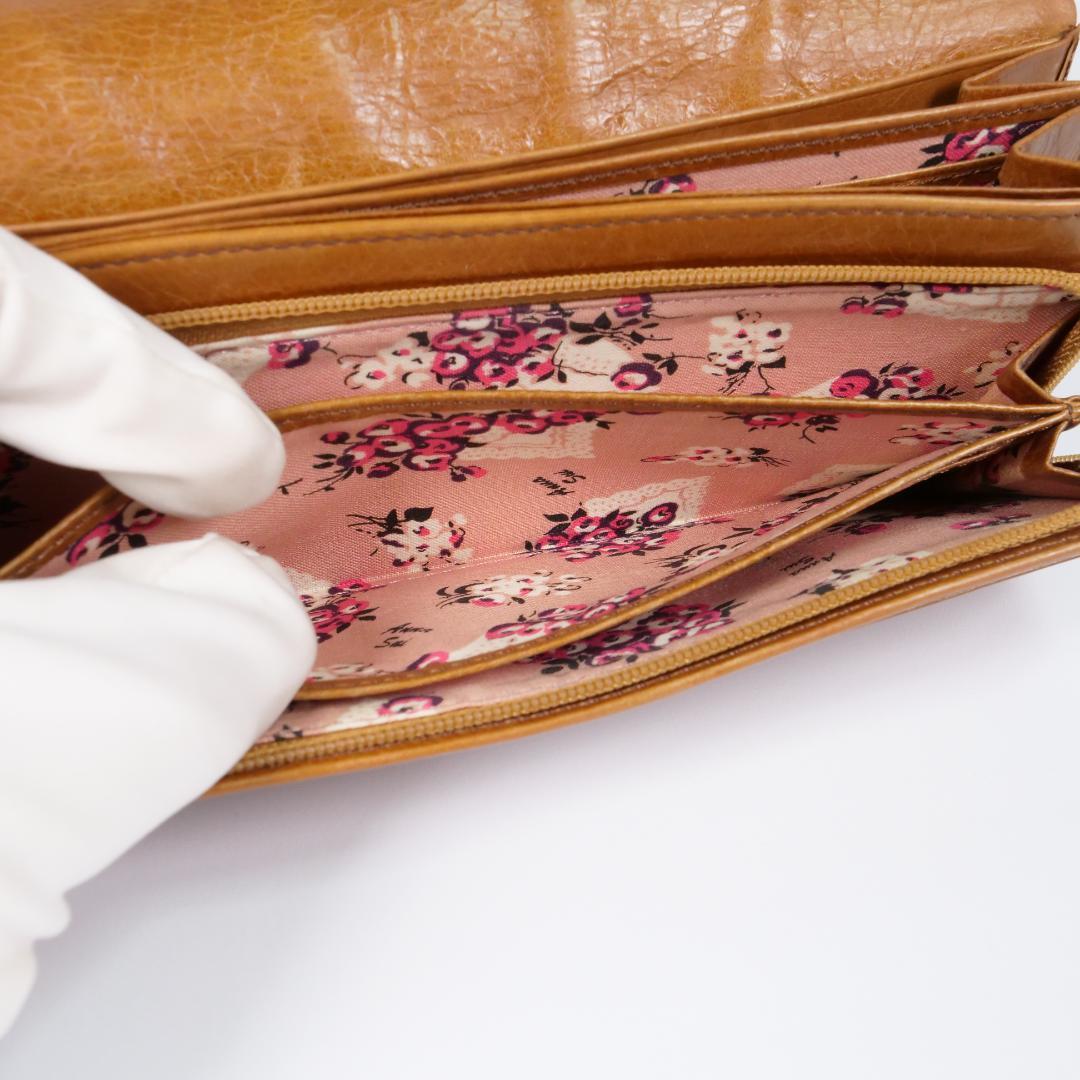 希少美品✨アナスイ 長財布 アンティーク調 鳥・薔薇モチーフ レザー ブラウン