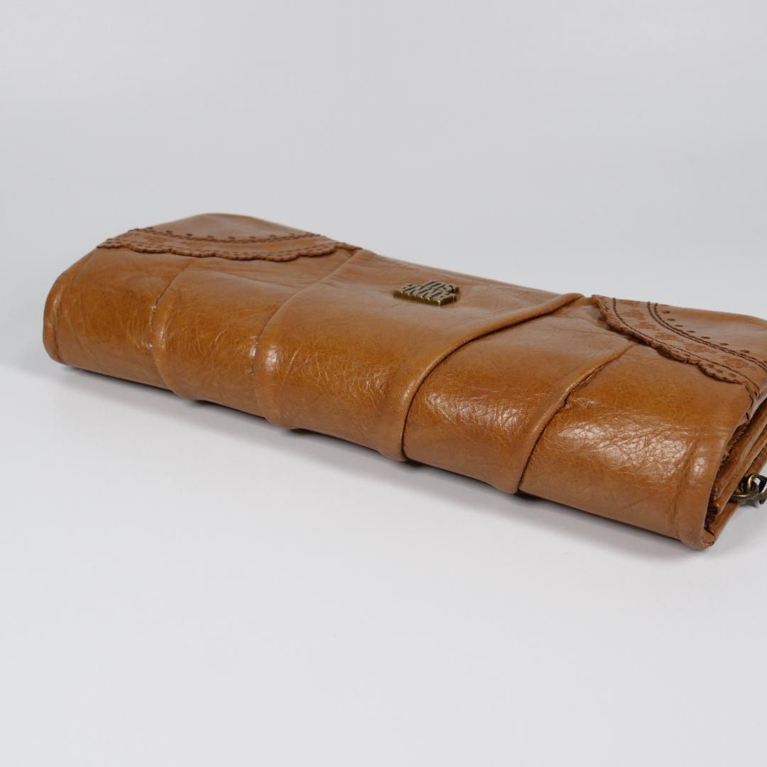 希少美品✨アナスイ 長財布 アンティーク調 鳥・薔薇モチーフ レザー ブラウン