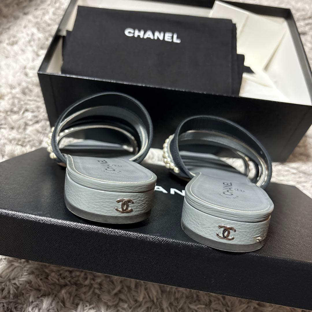 CHANEL パール装飾 ミュール ブラック