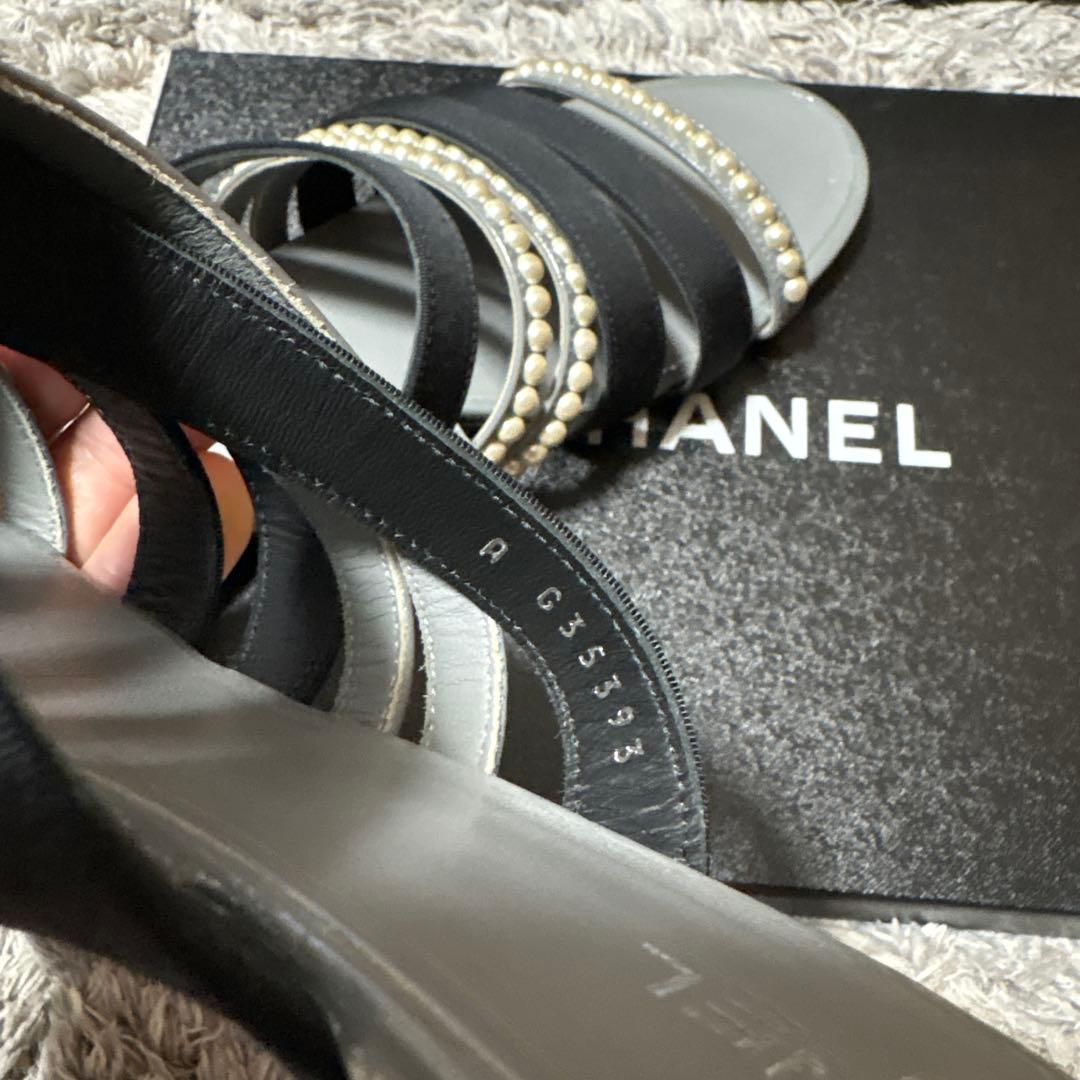 CHANEL パール装飾 ミュール ブラック