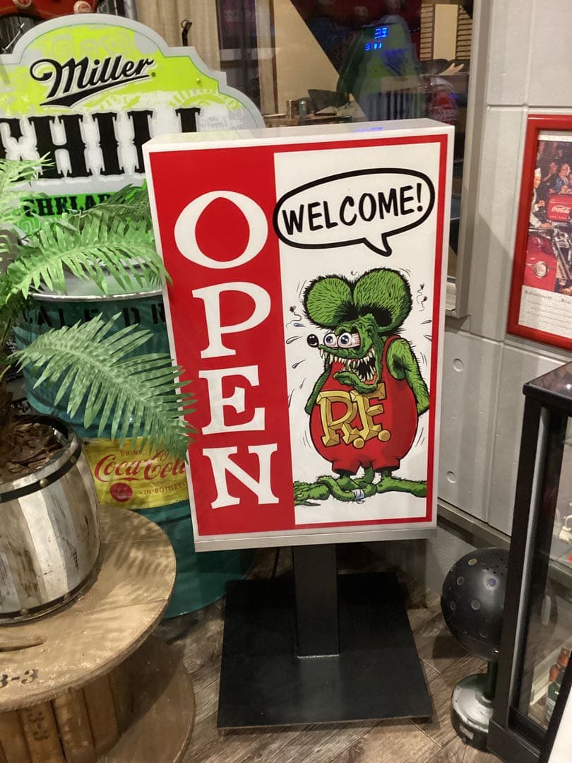 茨城　ラットフィンク　両面ネオン看板　店舗ガレージに☆まるみDIY