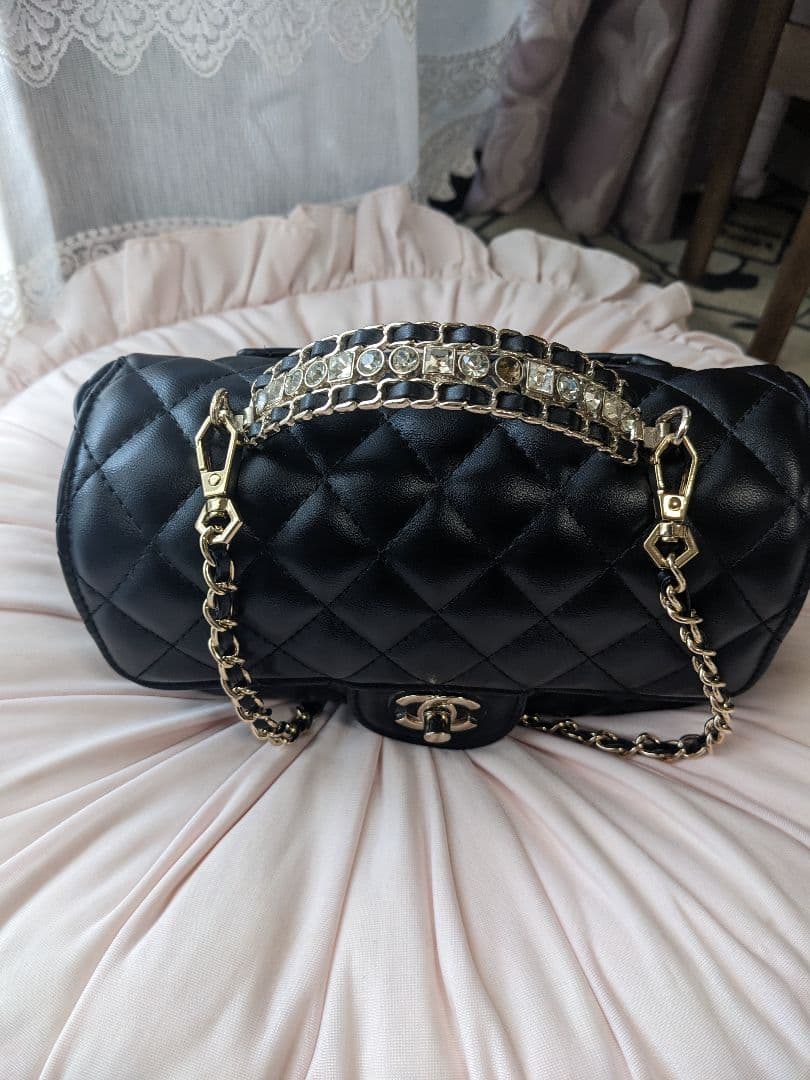 ビジューハンドル＆ショルダーバック