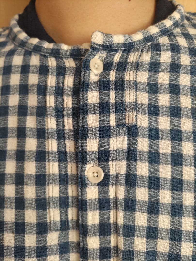 快晴堂チュニック（幅広青色チェック）